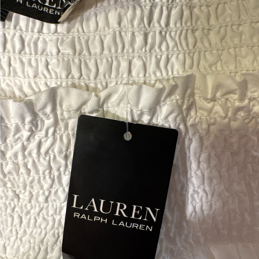 Ralph Lauren White Boho Short Skirt Smocked Waist Women’s XL NWT - Picture 4 of 6